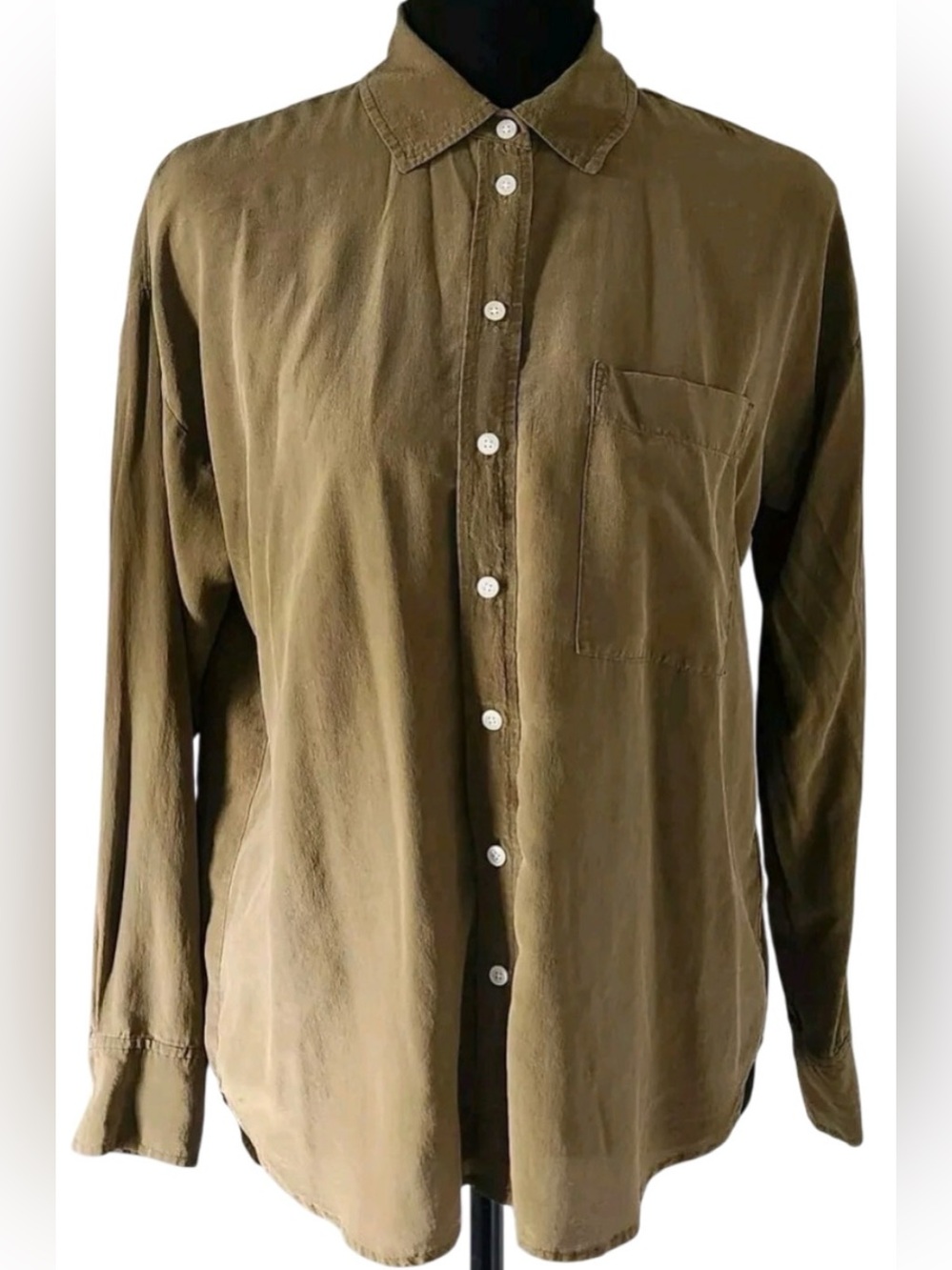 Everlane Washable Silk Button Down Blouse in Toffee 2